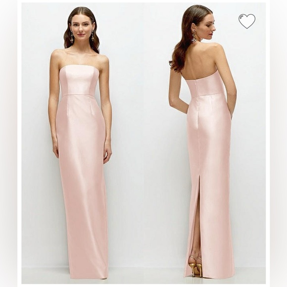 ALFRED SUNG Dresses & Skirts - New Alfred Sung STRAPLESS SATIN COLUMN DRESS WITH BACK SLIT IN BLUSH Maxi 10R